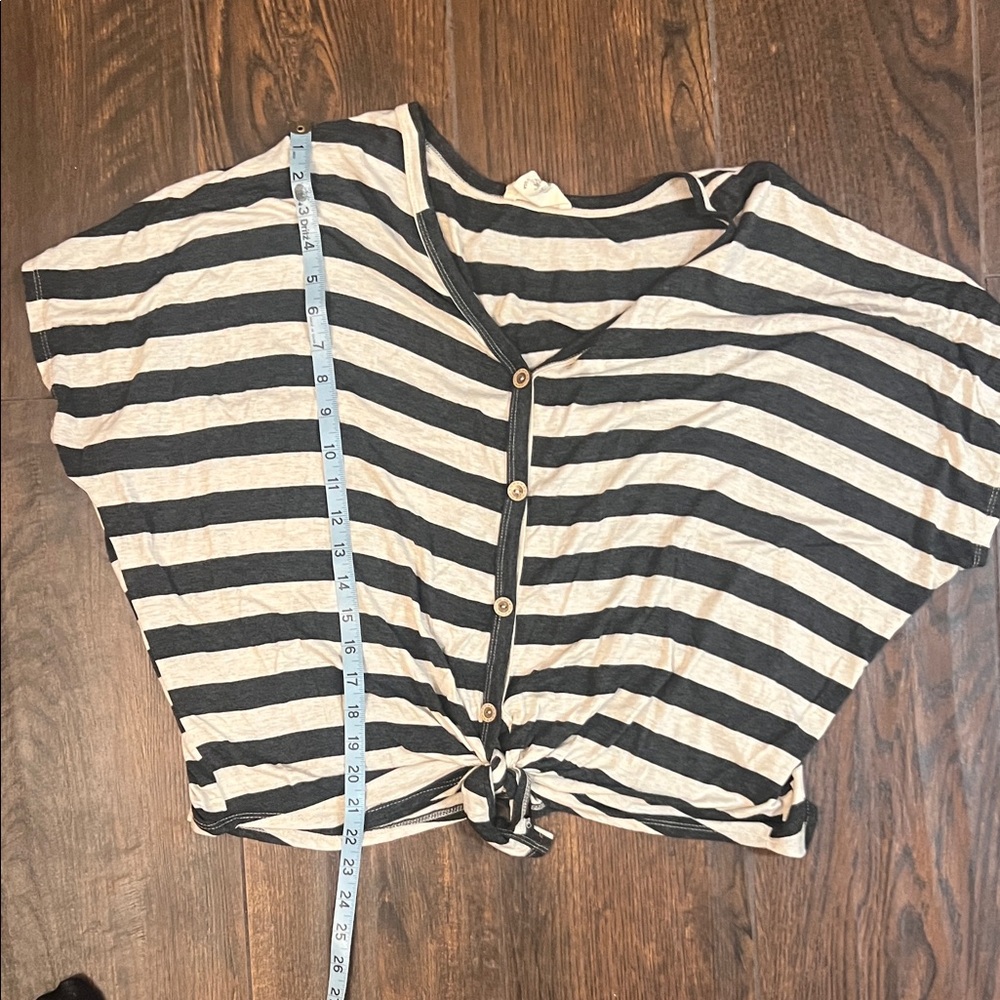 Fantastic Fawn Black and White Striped Button Down Shirt